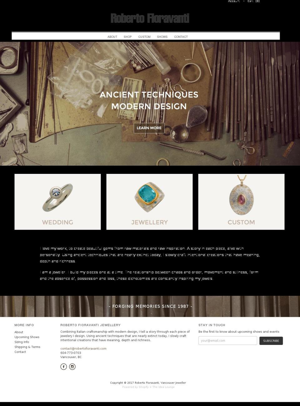 robertofioravanti.com shopify website screenshot