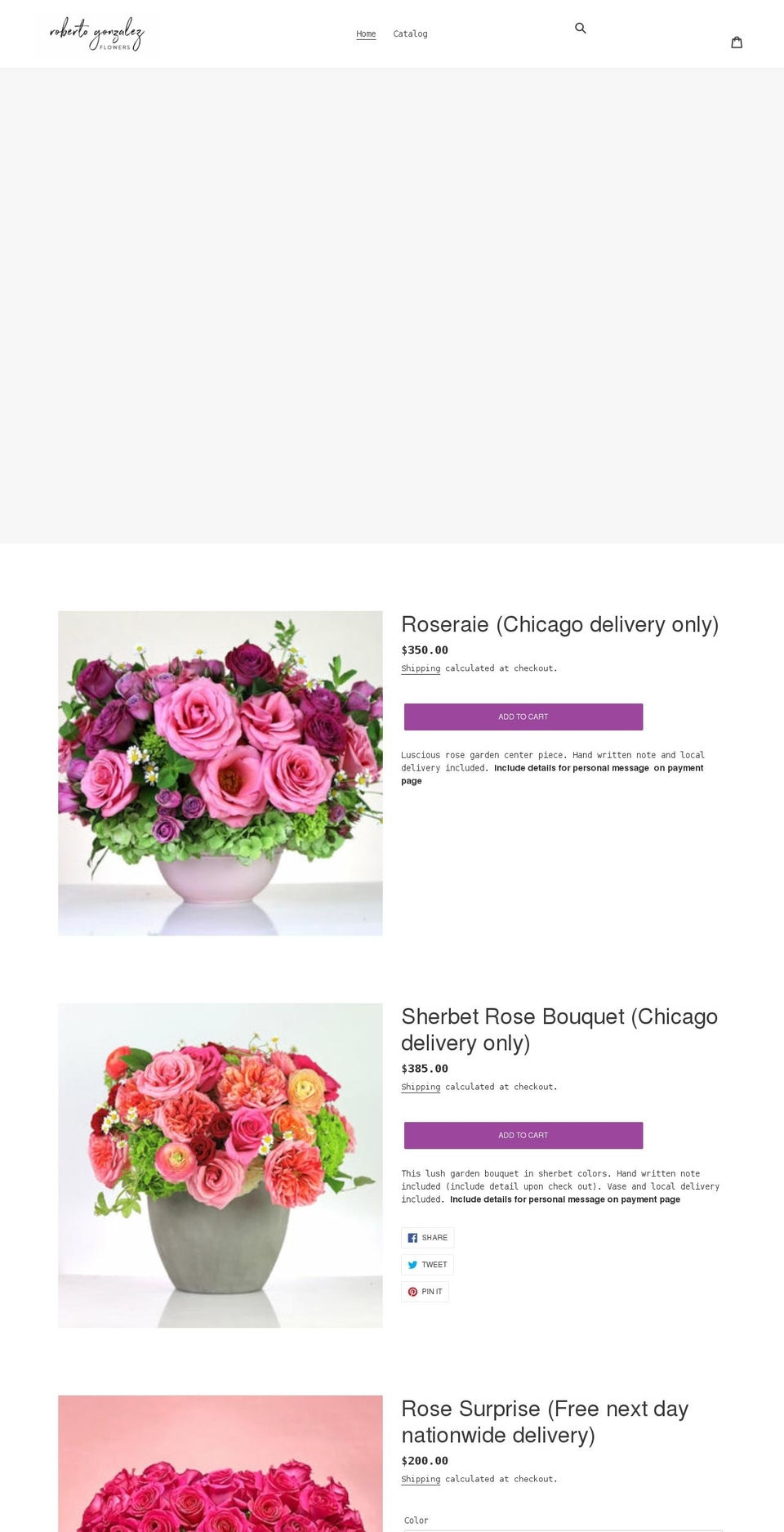 robertogonzalezflowers.com shopify website screenshot