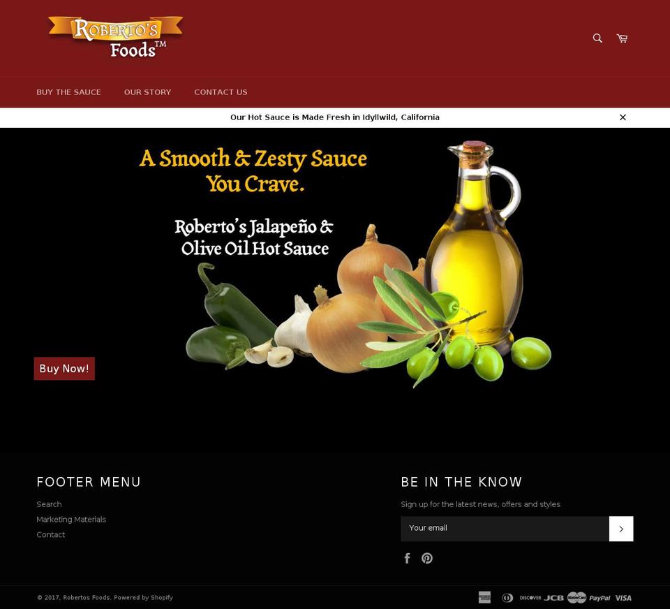 robertoscreamyjalapenosauce.com shopify website screenshot