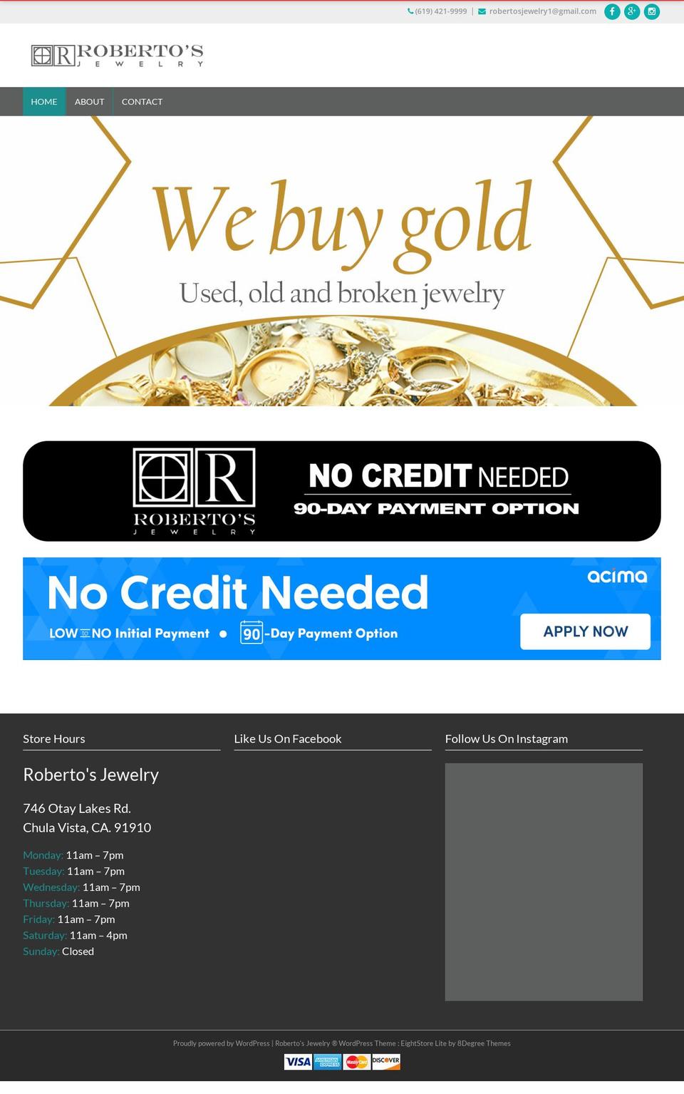 robertosjewelrystore.com — Shopify storefront screenshot
