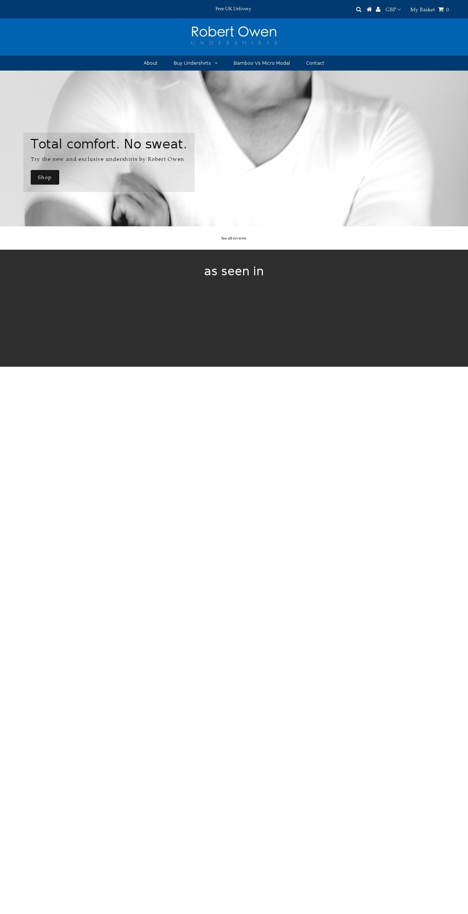 robertowenundershirts.com — Shopify storefront screenshot