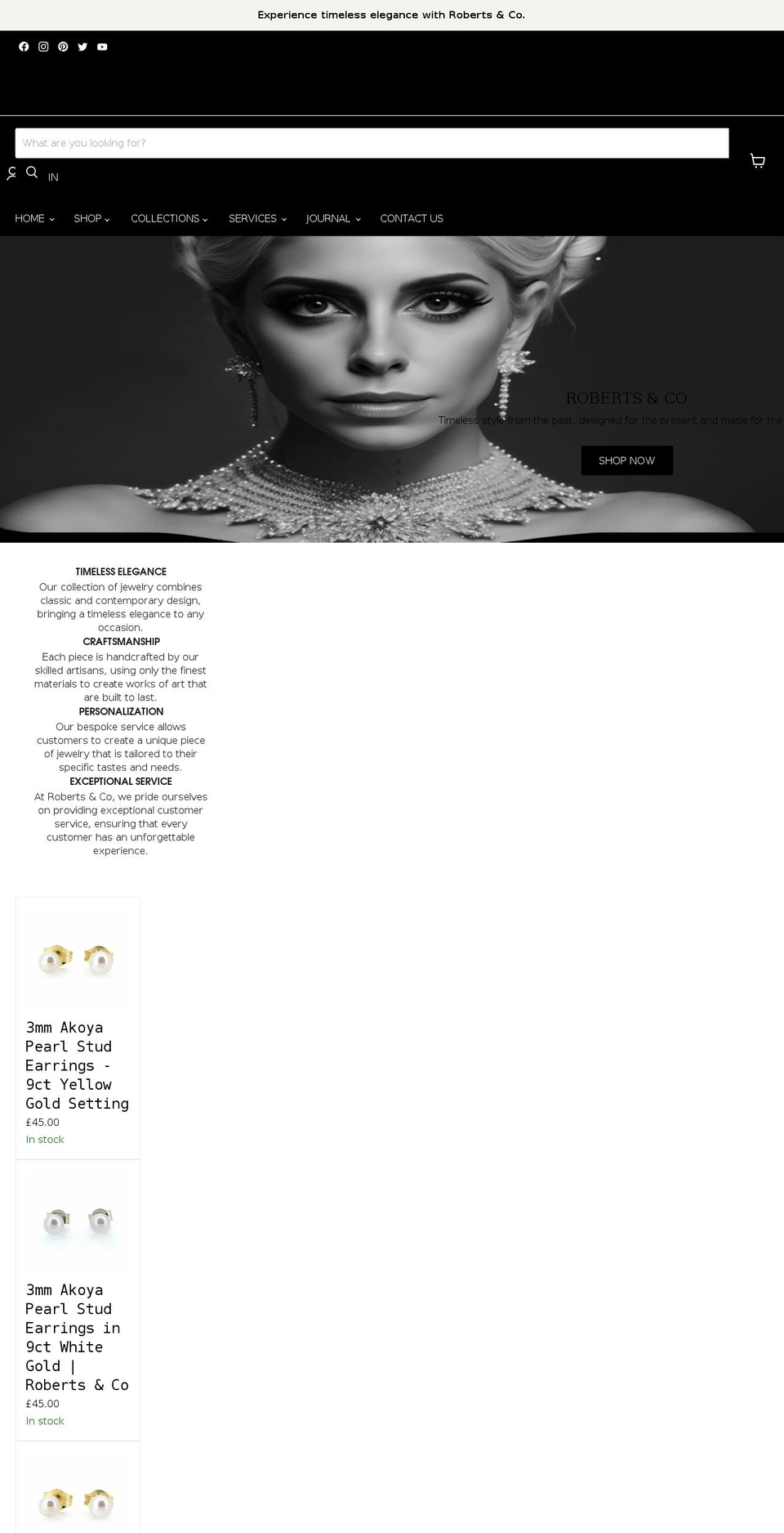 roberts-and-co.com shopify website screenshot