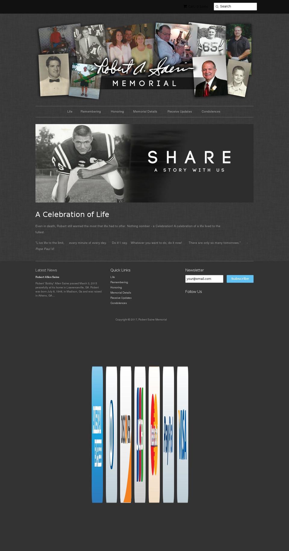 robertsainememorial.com shopify website screenshot