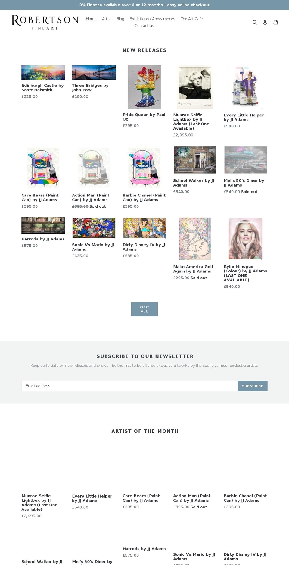 robertsonfineart.com shopify website screenshot