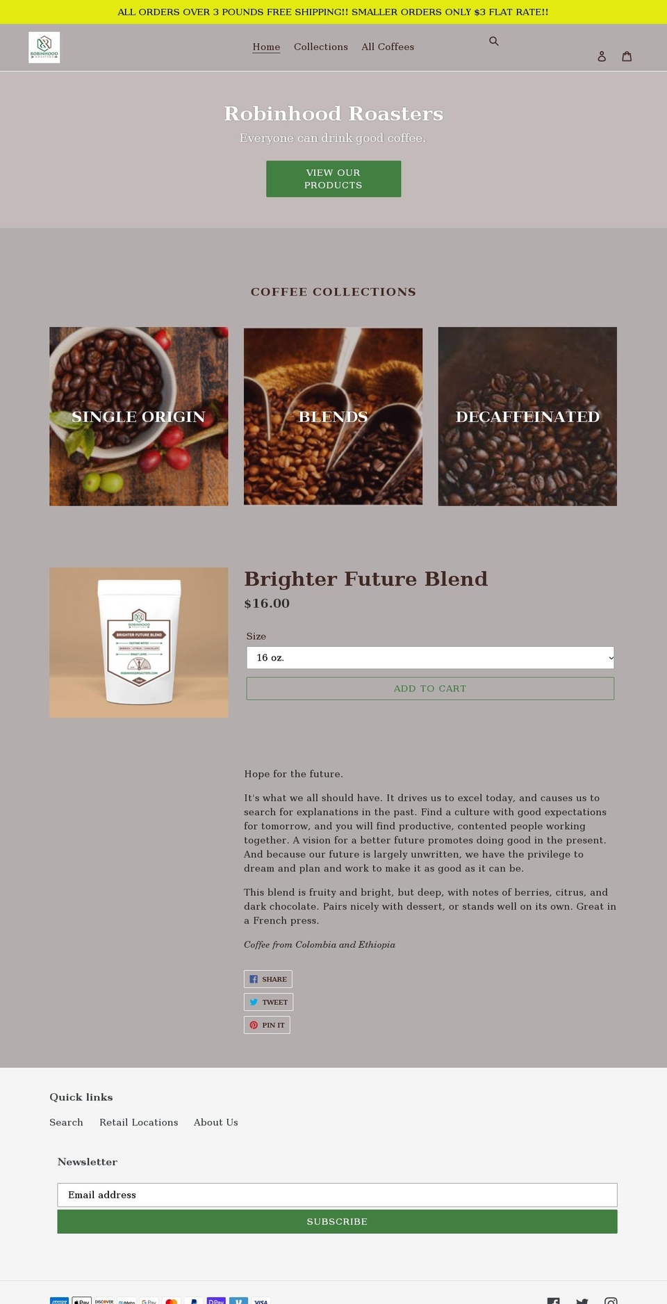 RR Shopify theme site example robinhoodroasters.com