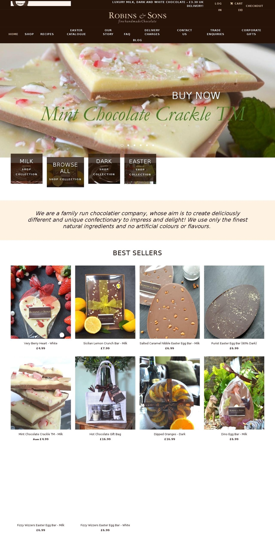 robinsandsonschocolate.com shopify website screenshot