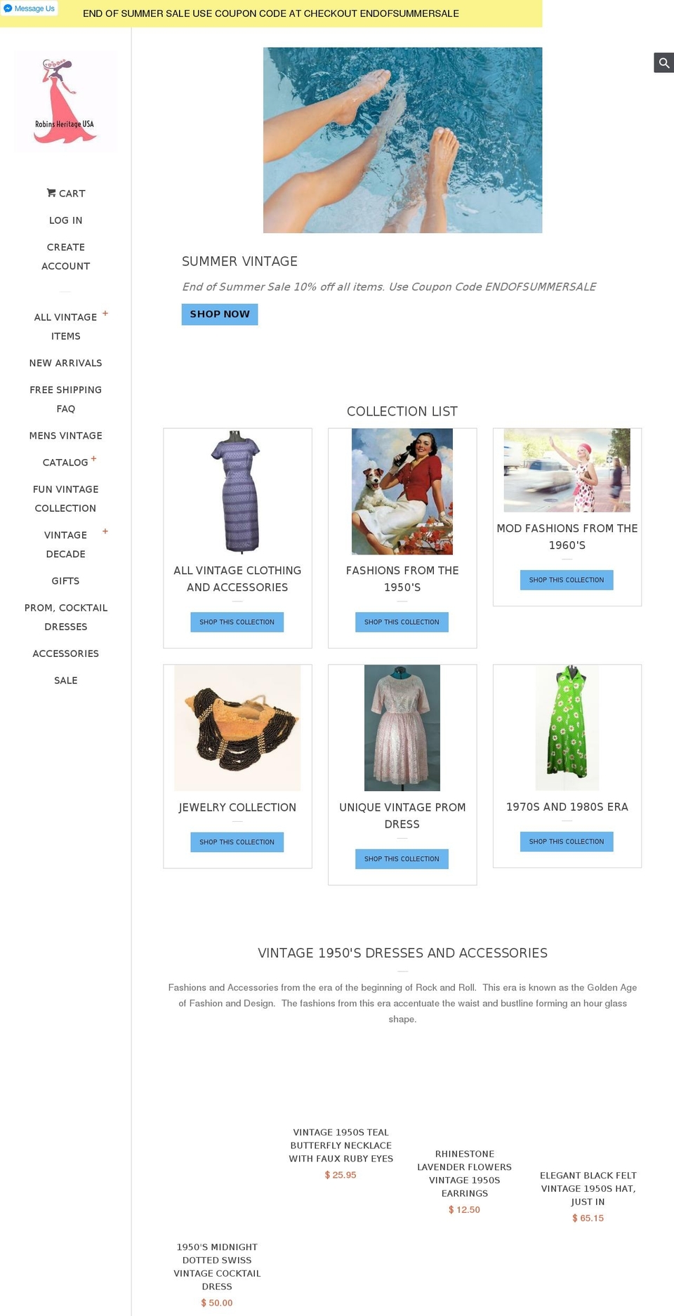 robinsheritageusaclothing.com — Shopify storefront screenshot
