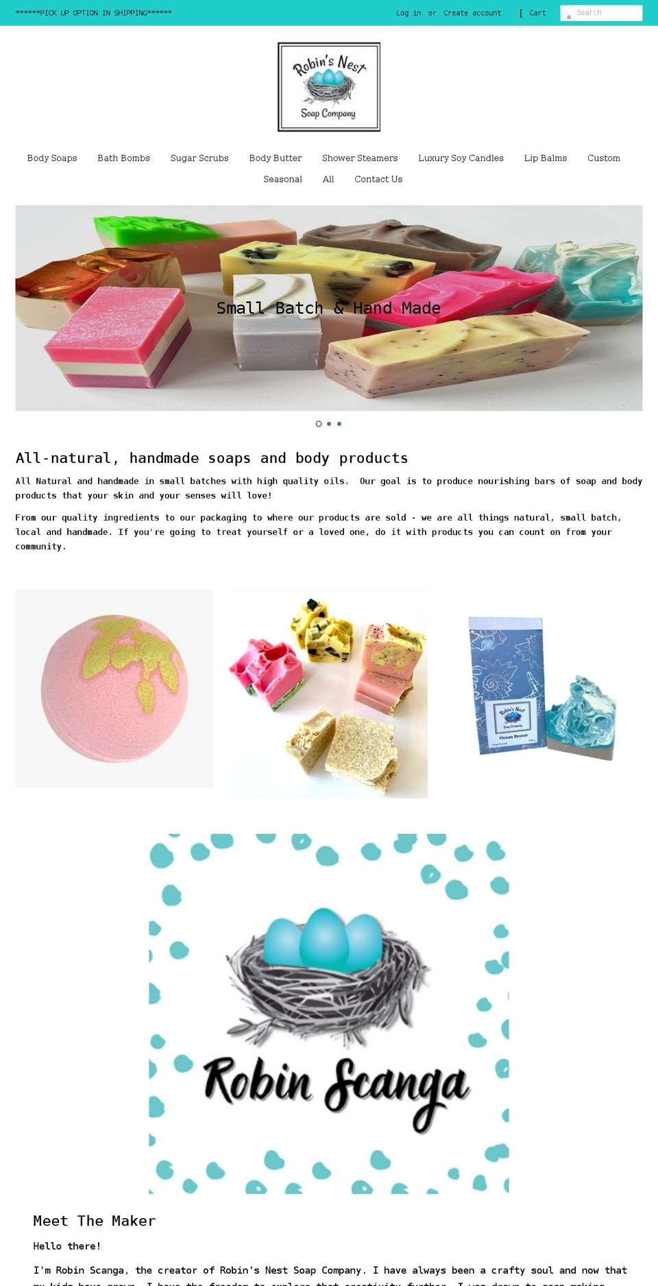 robinsnestsoap.com shopify website screenshot