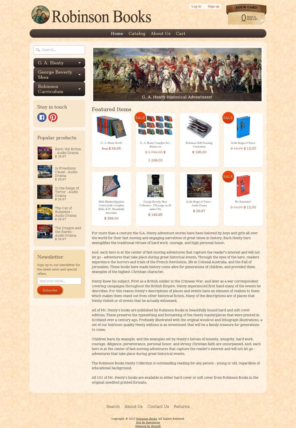 robinsonbooks.com shopify website screenshot
