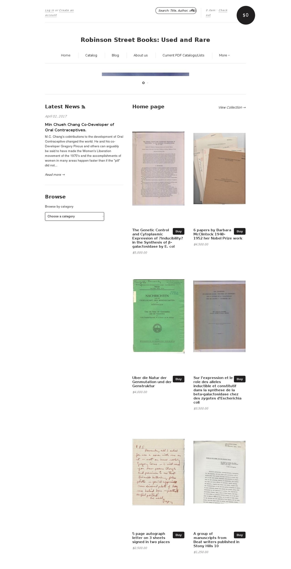robinsonstreetbooks.com shopify website screenshot