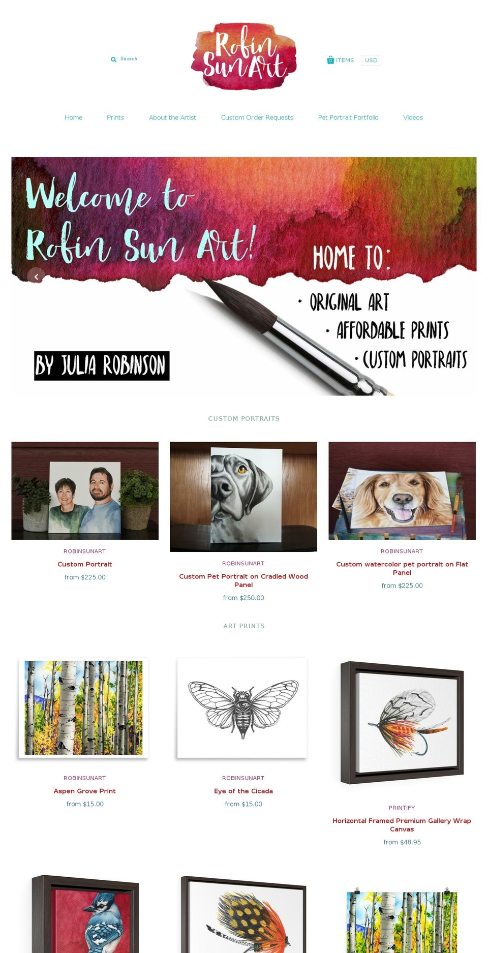 robinsunart.com — Shopify storefront screenshot