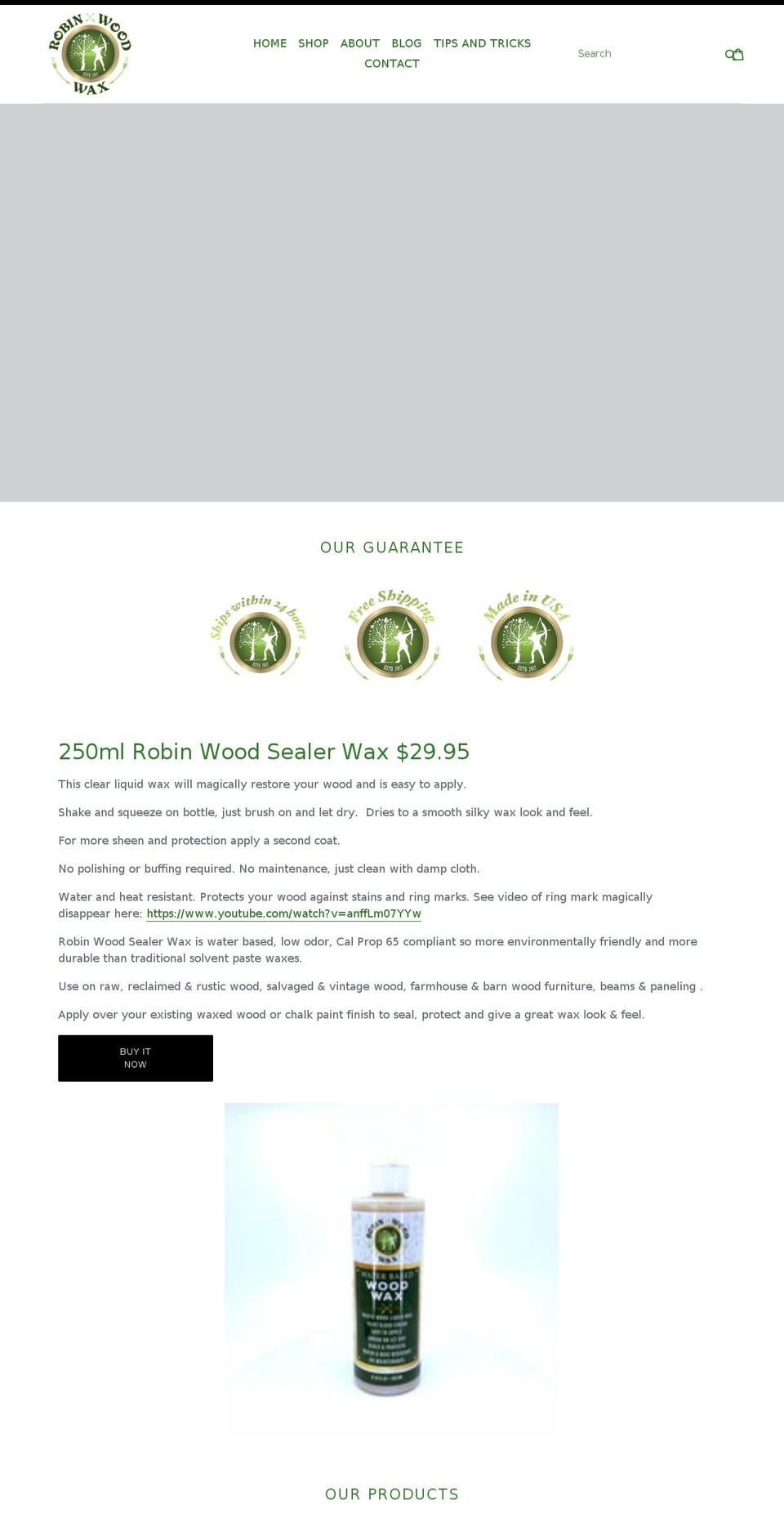 robinwoodwax.com shopify website screenshot