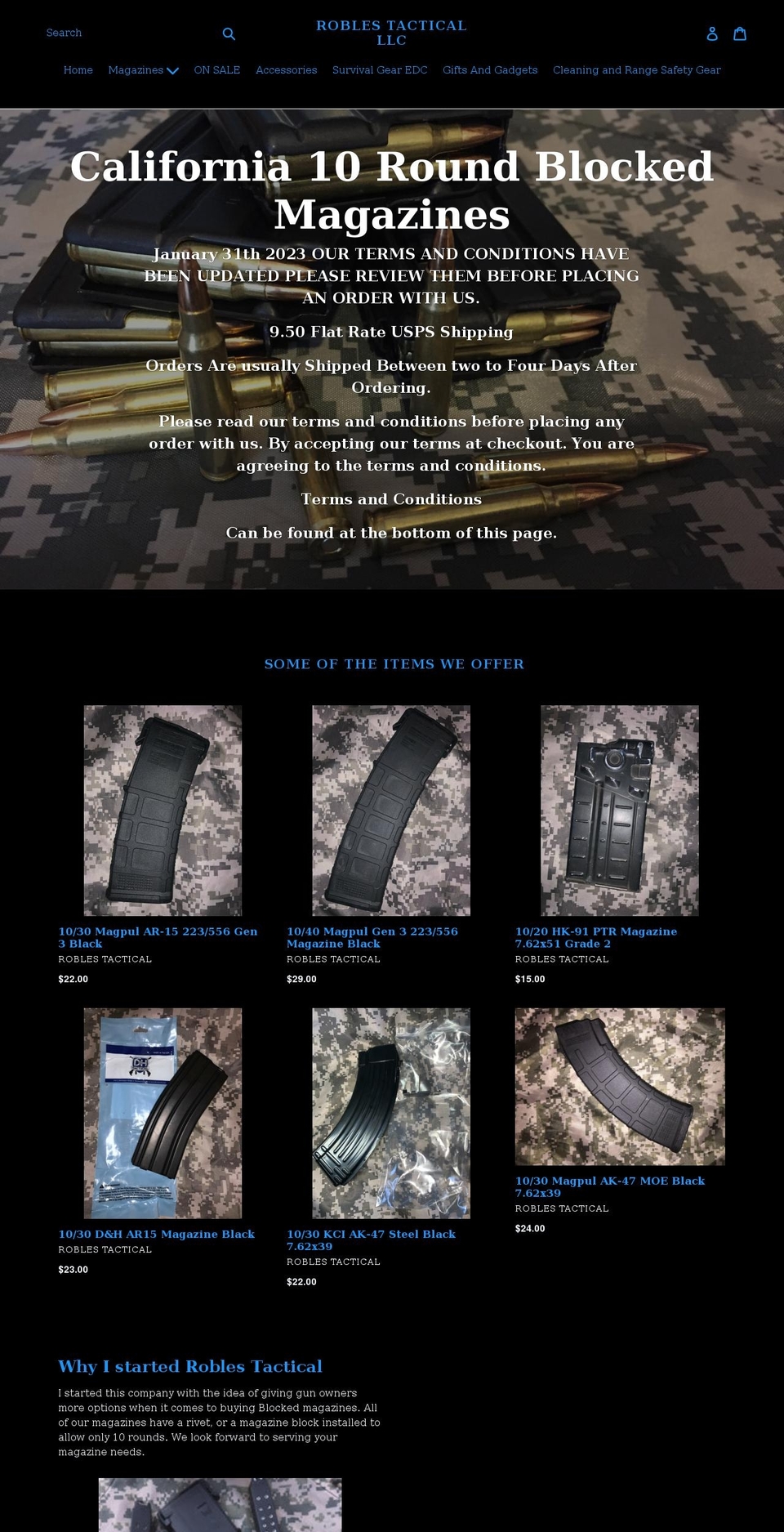 roblestactical.com shopify website screenshot