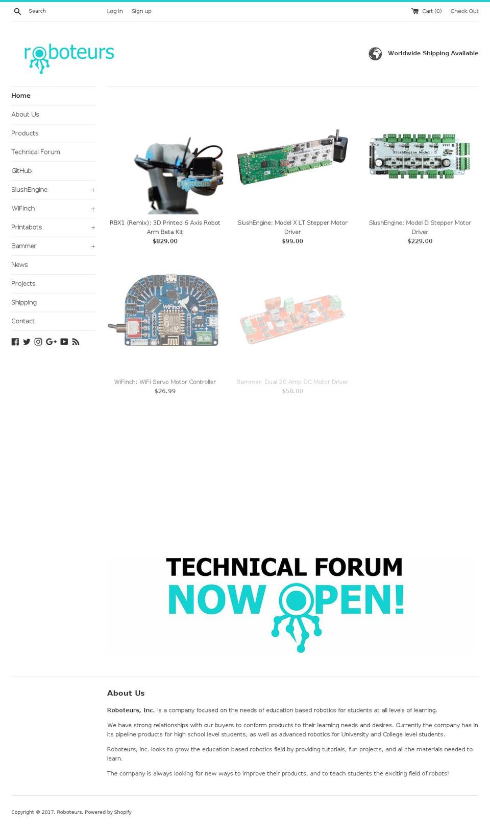 roboteurs.com shopify website screenshot