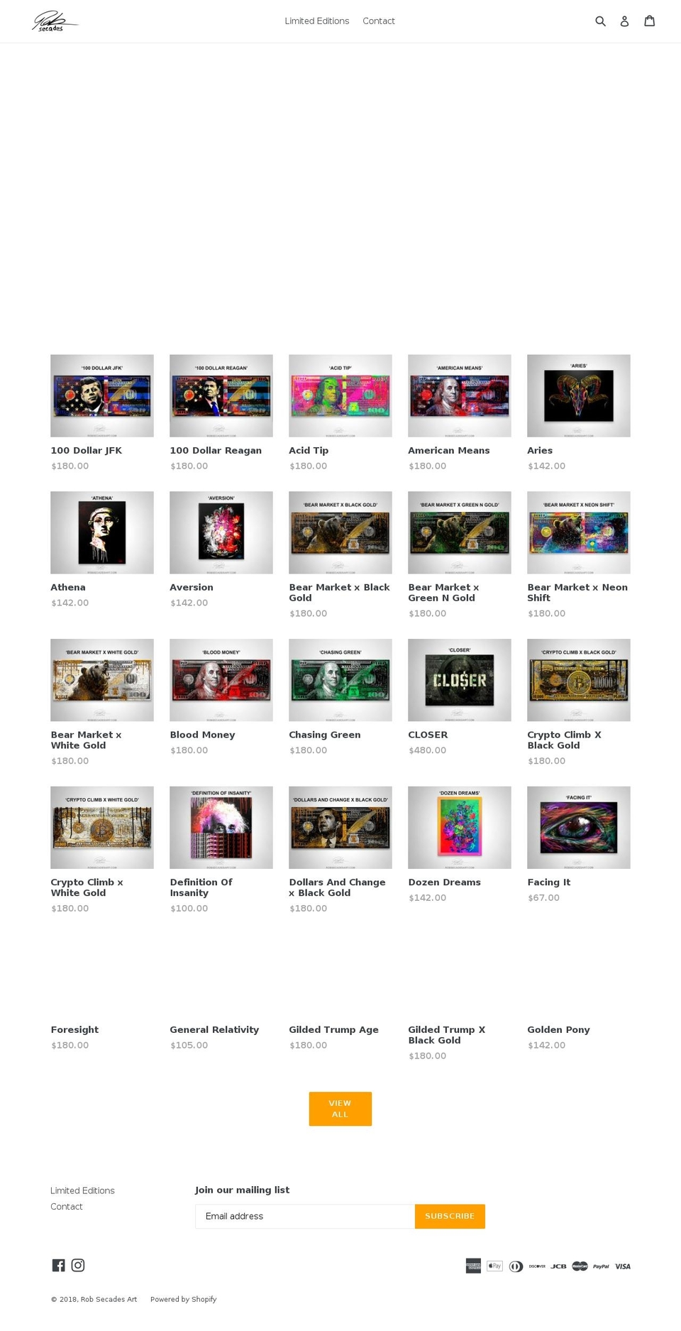 robsecadesart.com — Shopify storefront screenshot