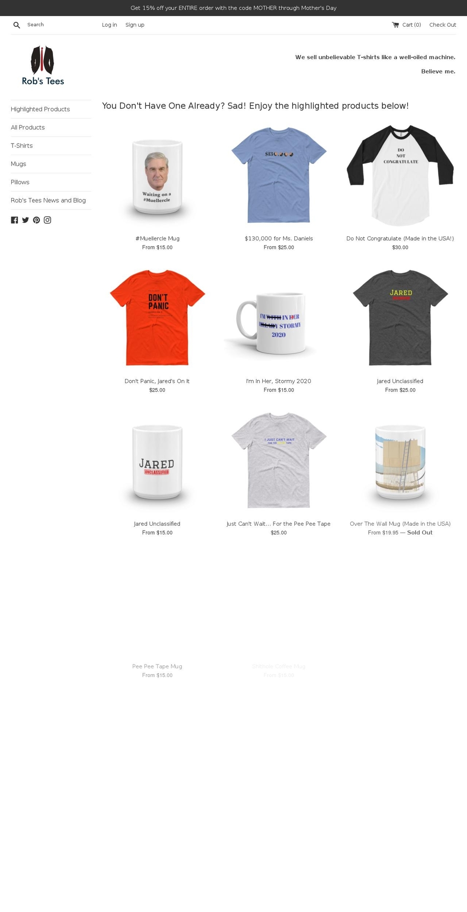 robstees.com — Shopify storefront screenshot