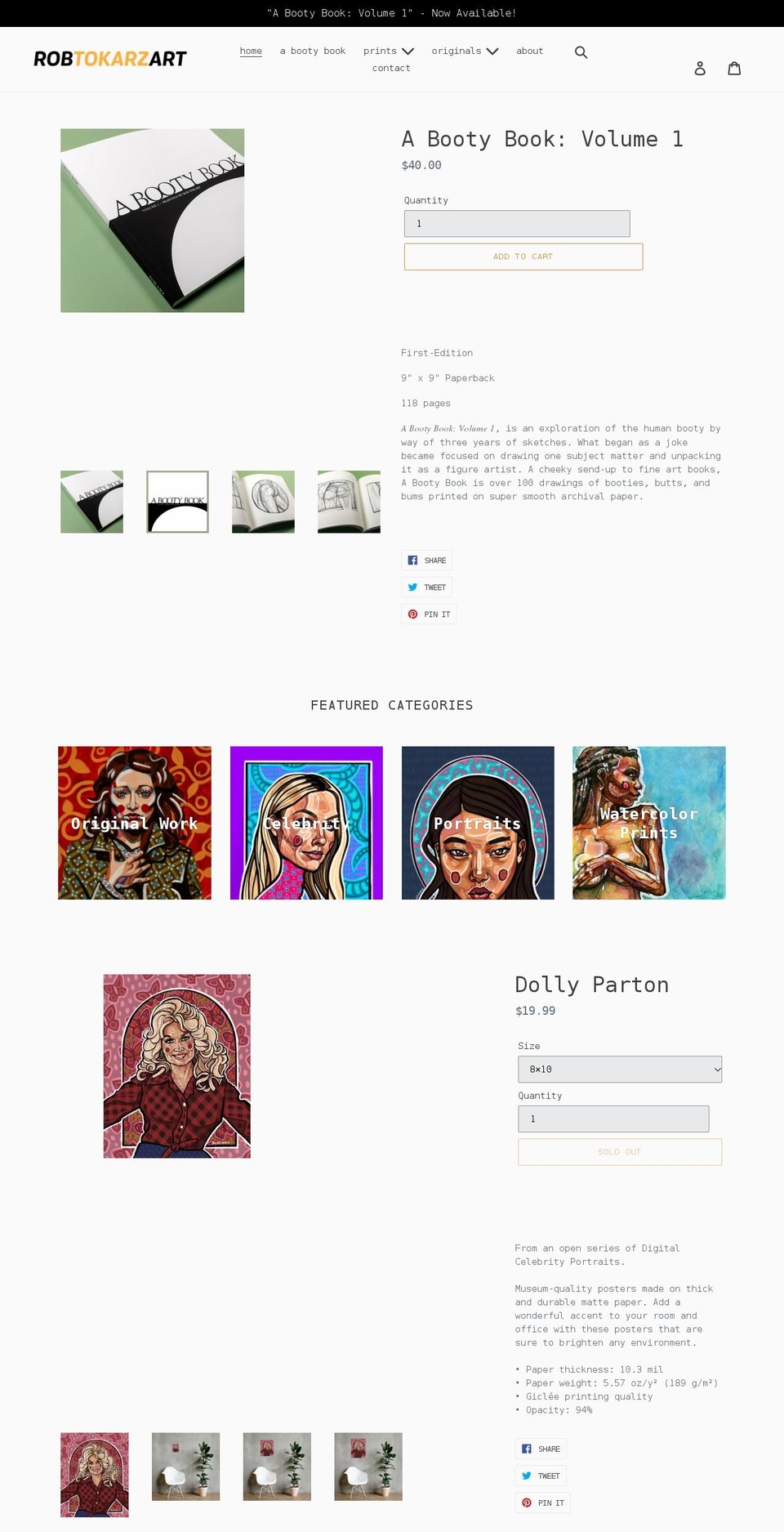 robtokarzart.com shopify website screenshot