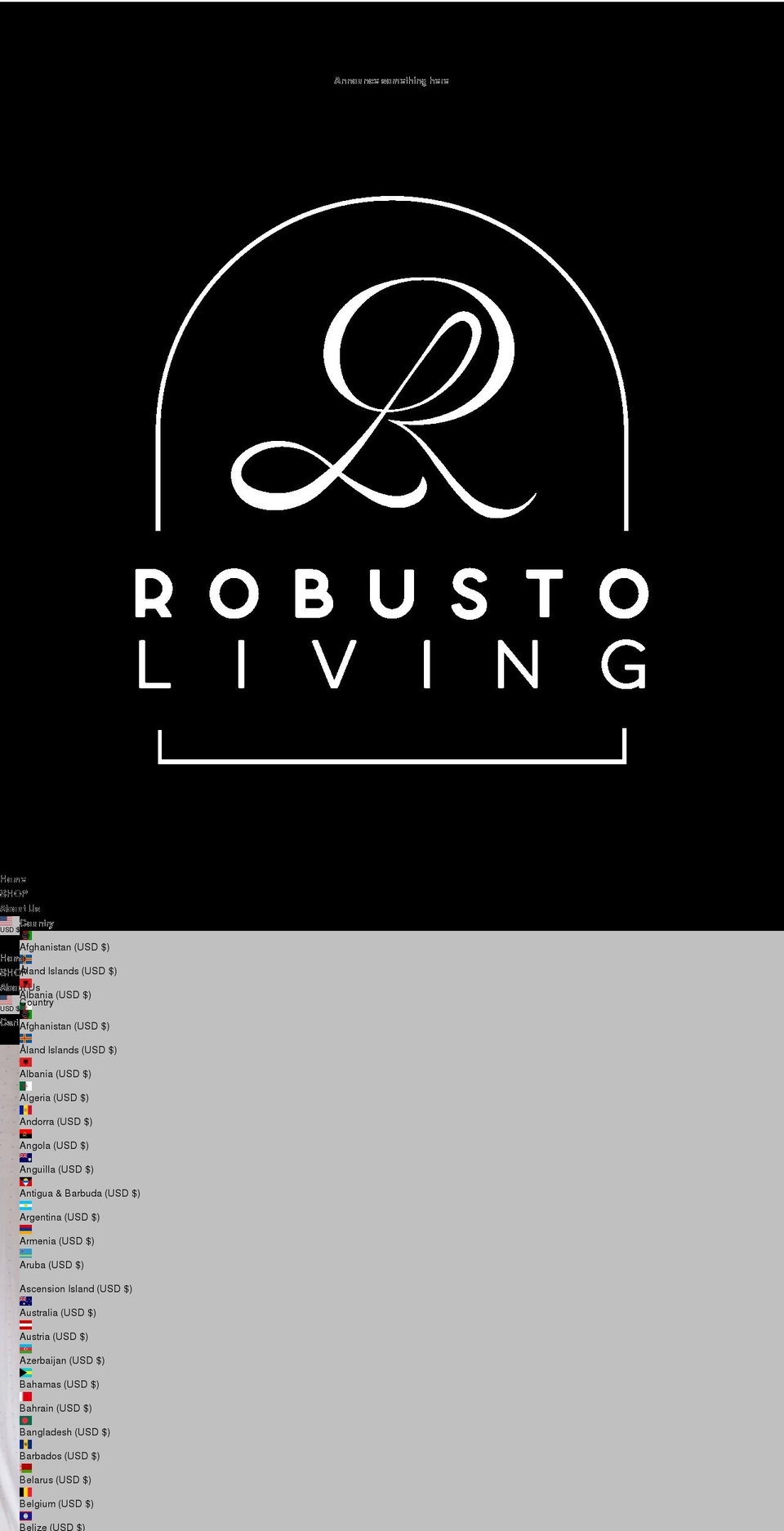 robusto-living.com shopify website screenshot