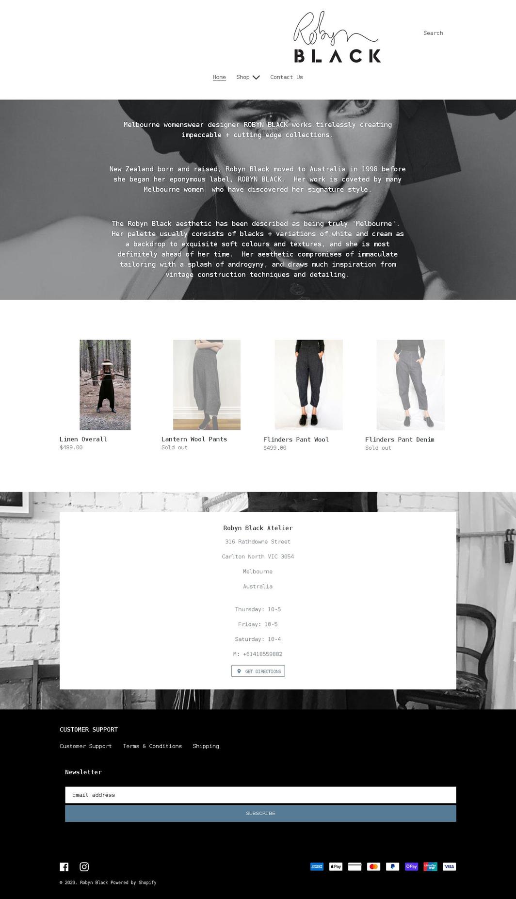 robynblackmelbourne.com shopify website screenshot