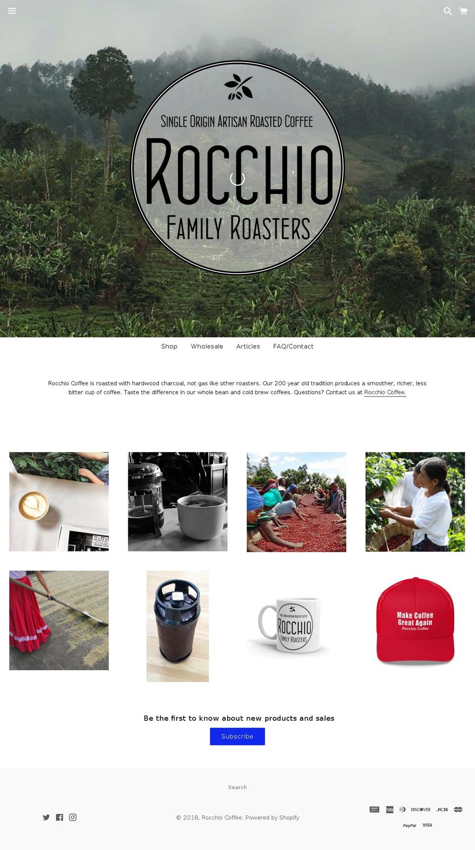 rocchiocoffee.com — Shopify storefront screenshot