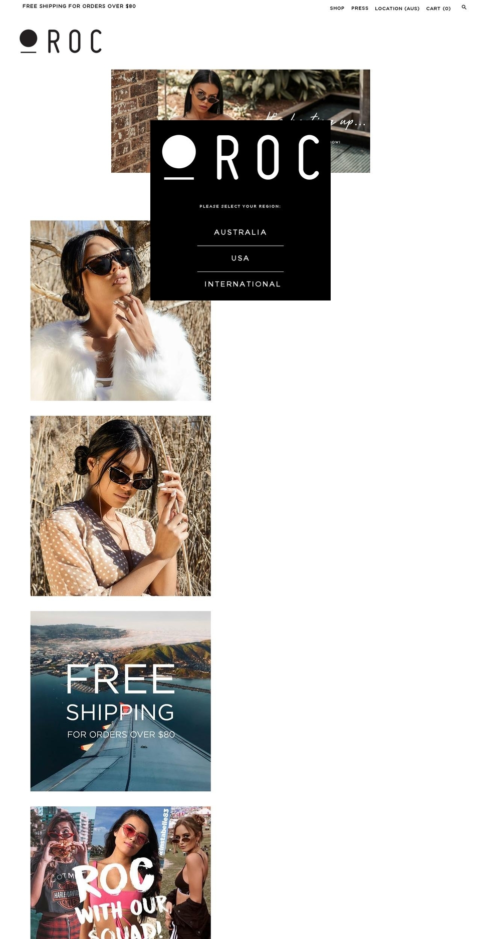 roceyewear.co.nz shopify website screenshot