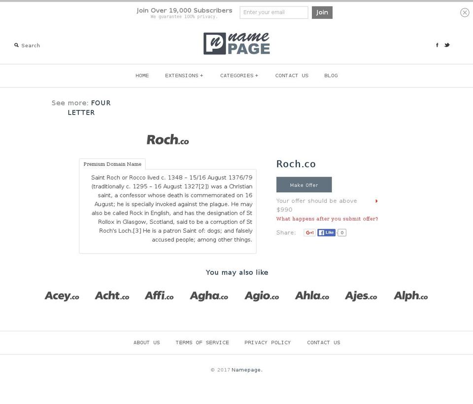 roch.co shopify website screenshot