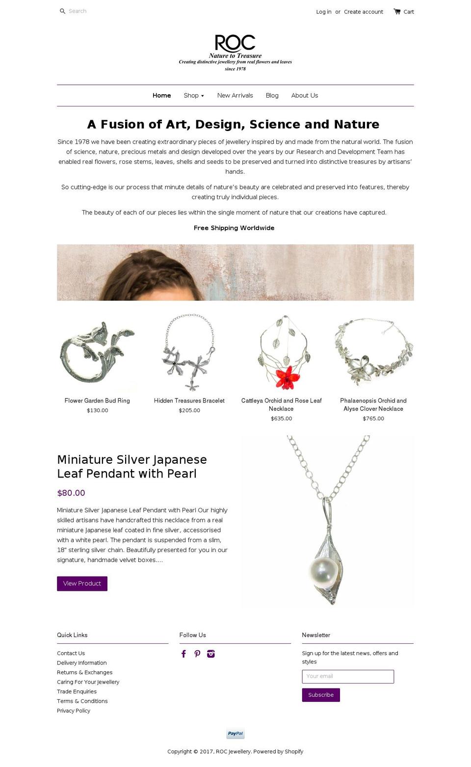 rocjewellery.com shopify website screenshot