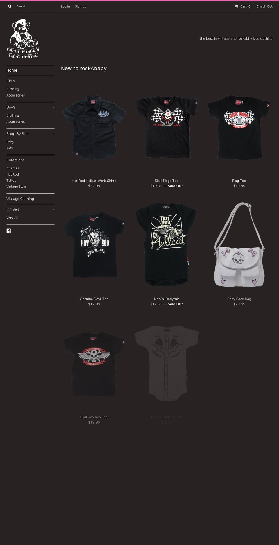 rockababyshop.com shopify website screenshot