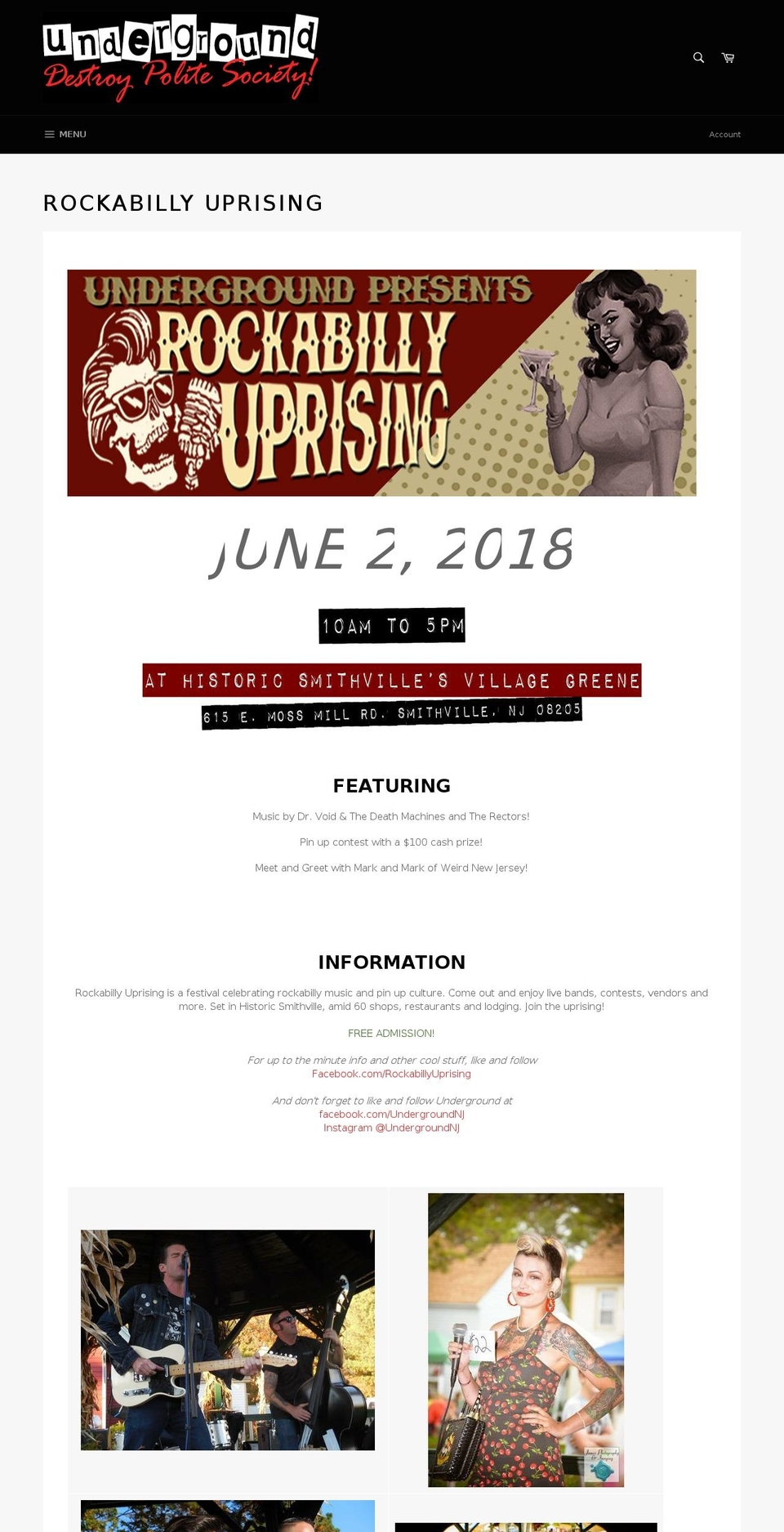 rockabilly-uprising.com — Shopify storefront screenshot