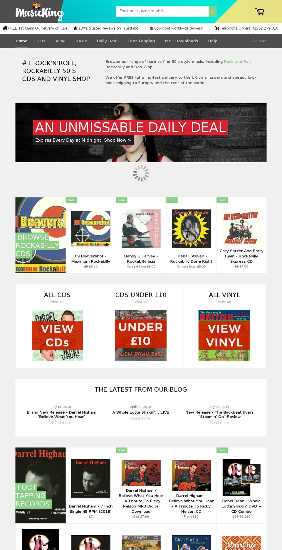 rockabillycds.com — Shopify storefront screenshot