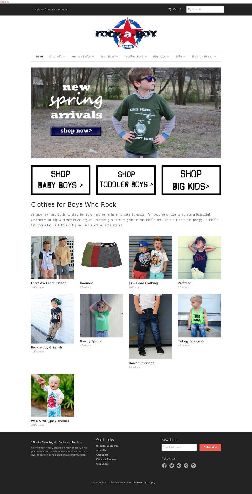 rockaboy.com shopify website screenshot