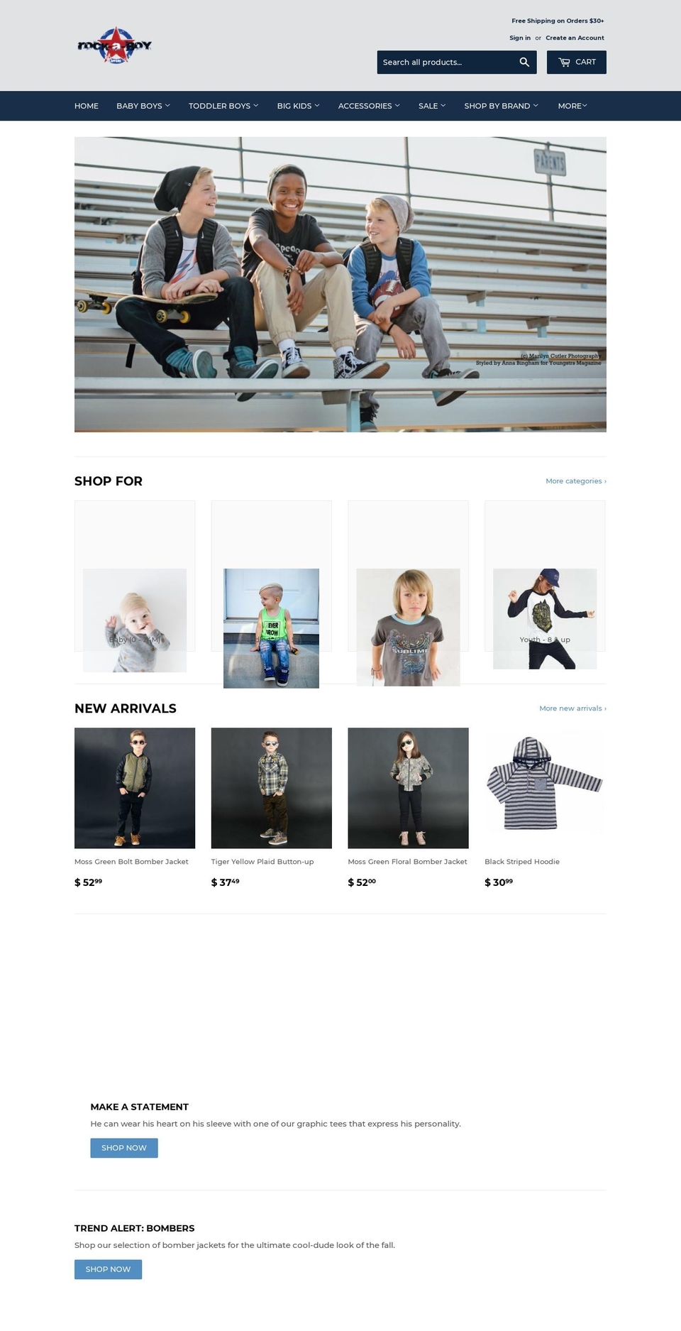 rockaboyapparel.com — Shopify storefront screenshot