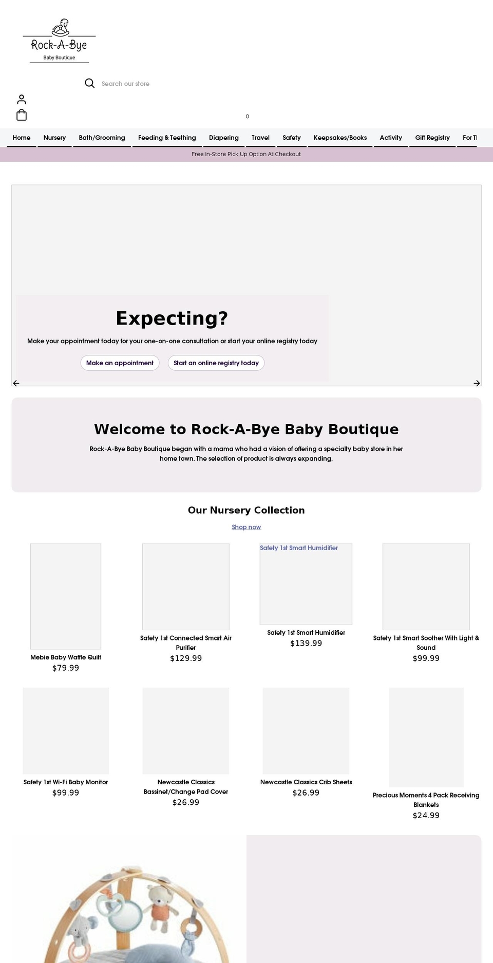 rockabyebabyboutique.ca shopify website screenshot