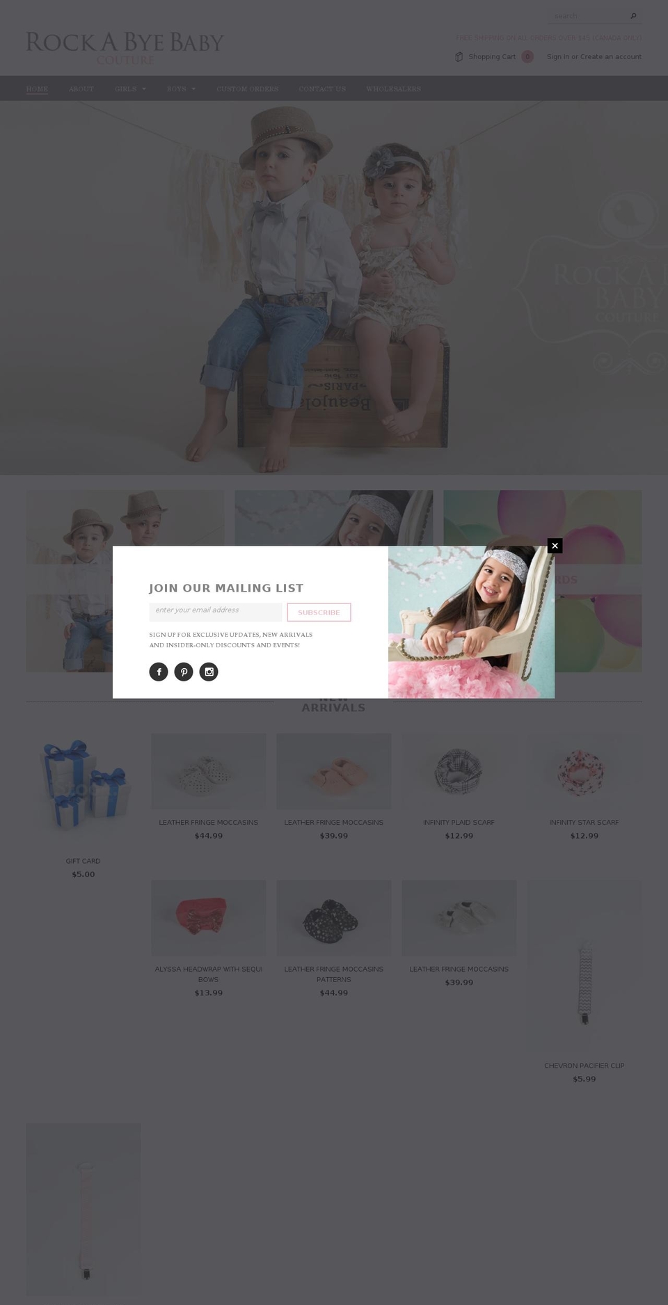 rockabyebabycouture.com shopify website screenshot