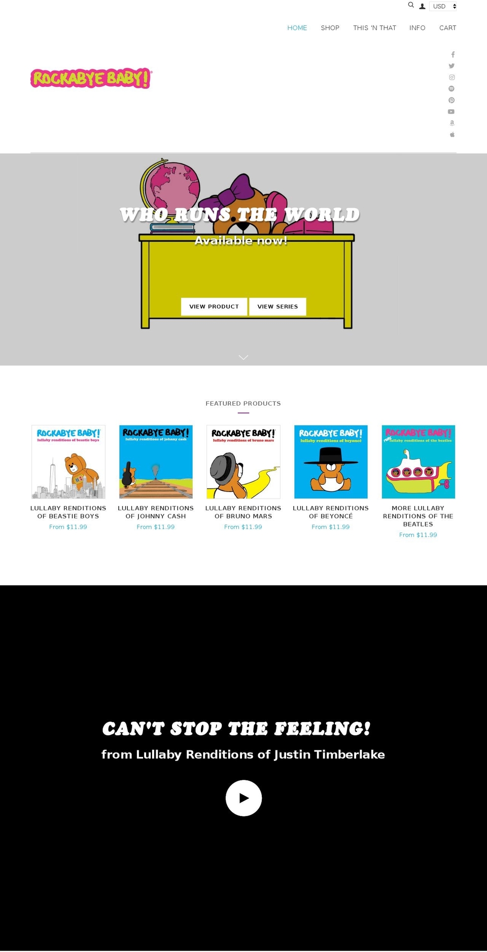 rockabyebabymusic.com shopify website screenshot