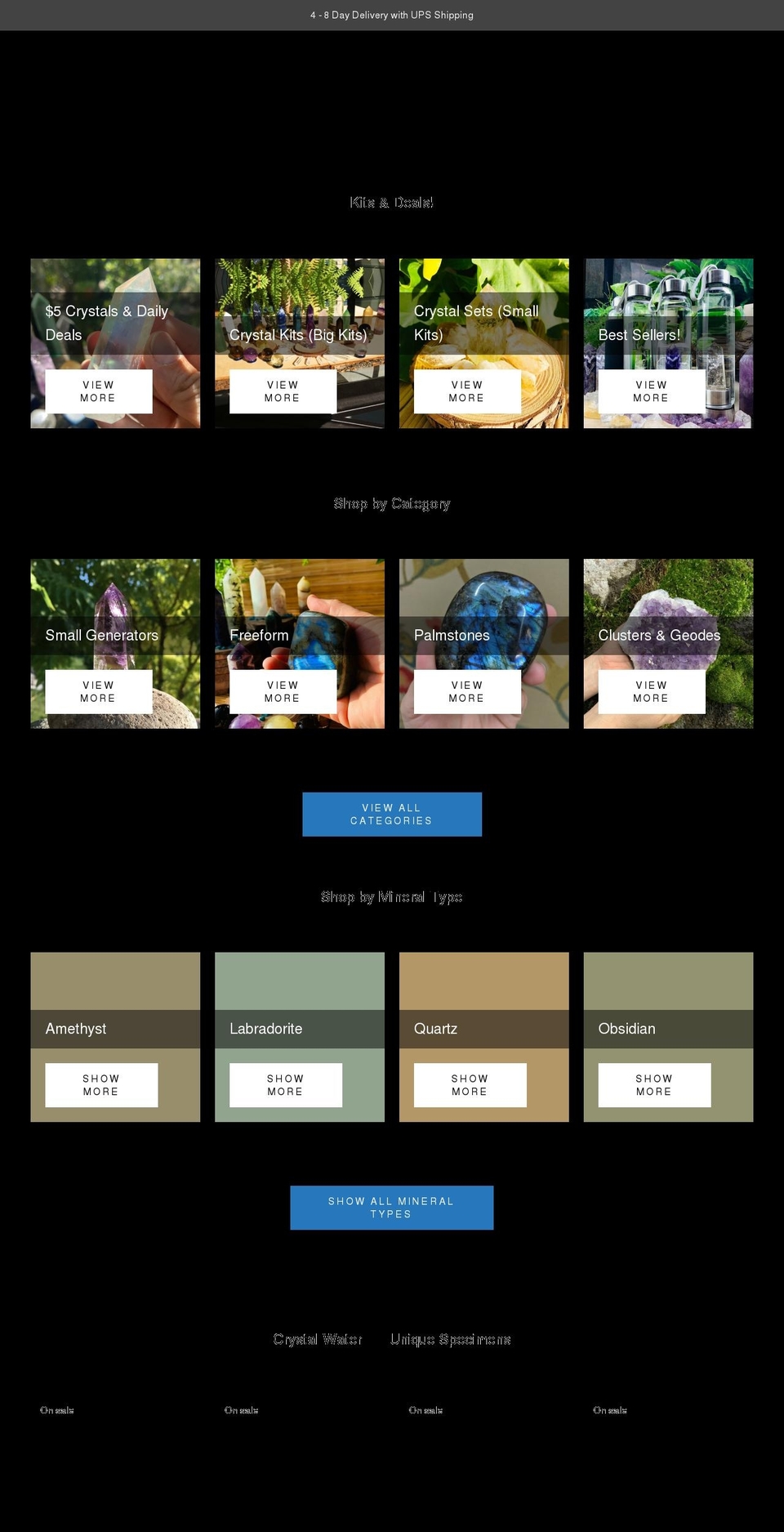 rockandcrystalshop.com shopify website screenshot