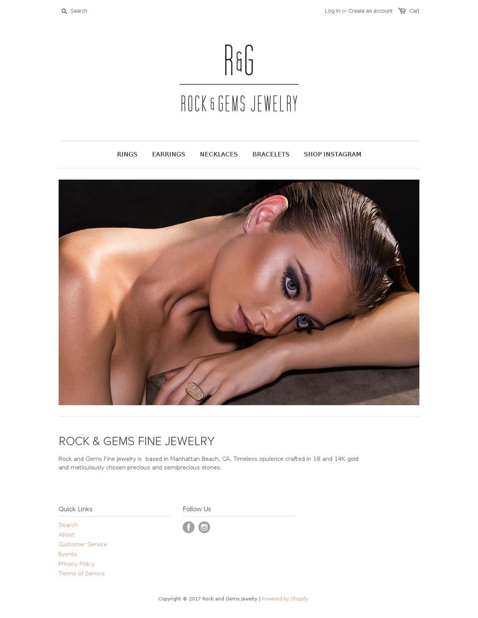 rockandgemsjewelry.com shopify website screenshot