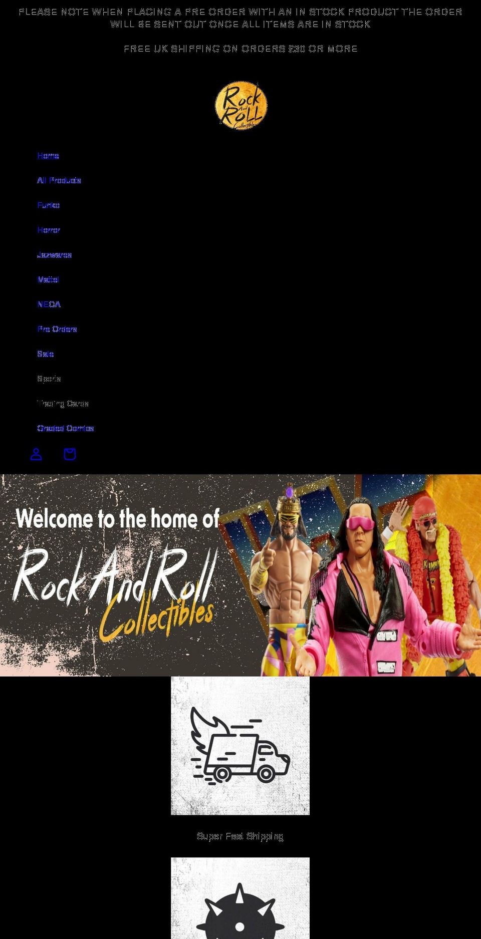 rockandrollcollectibles.com shopify website screenshot