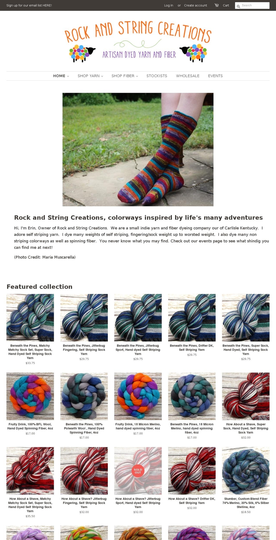 rockandstringcreations.com — Shopify storefront screenshot
