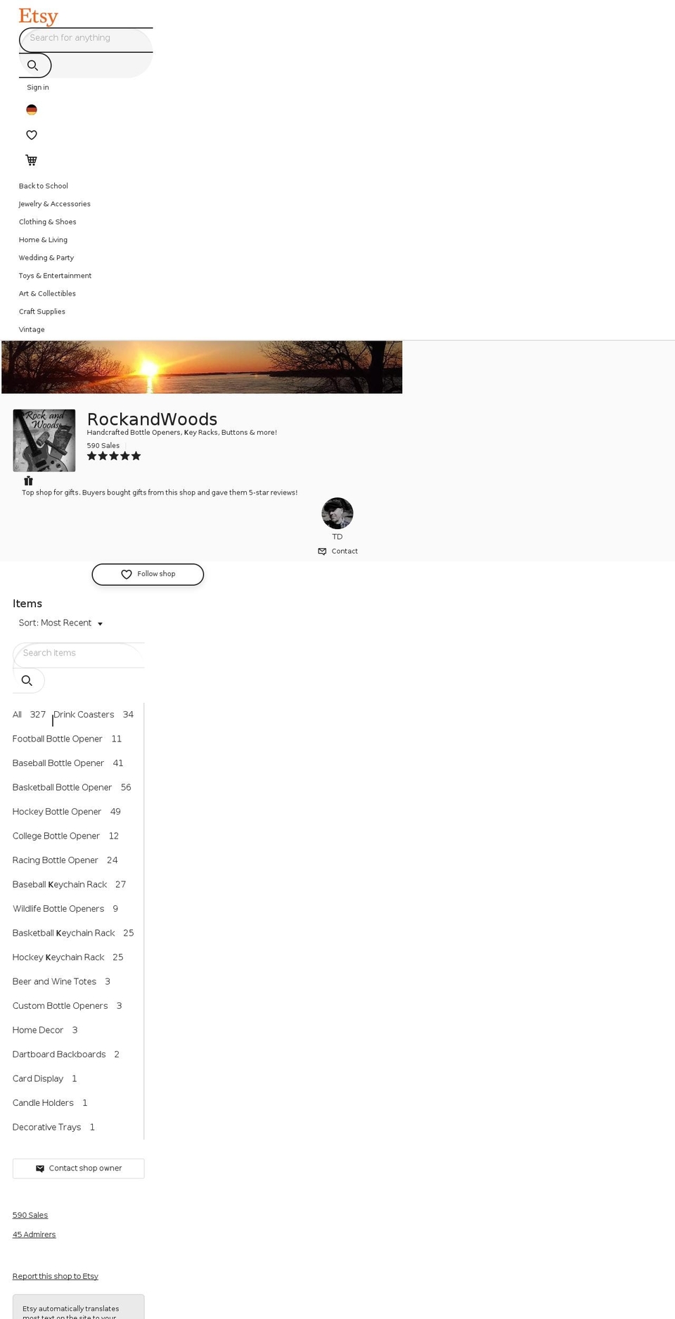 rockandwoods.com — Shopify storefront screenshot