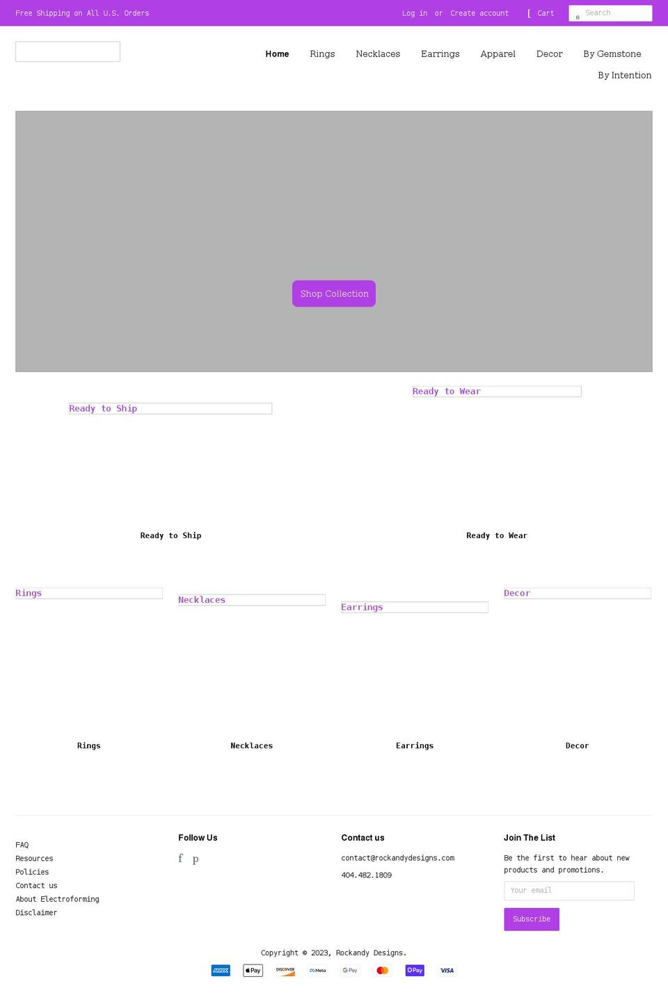 rockandydesigns.com shopify website screenshot