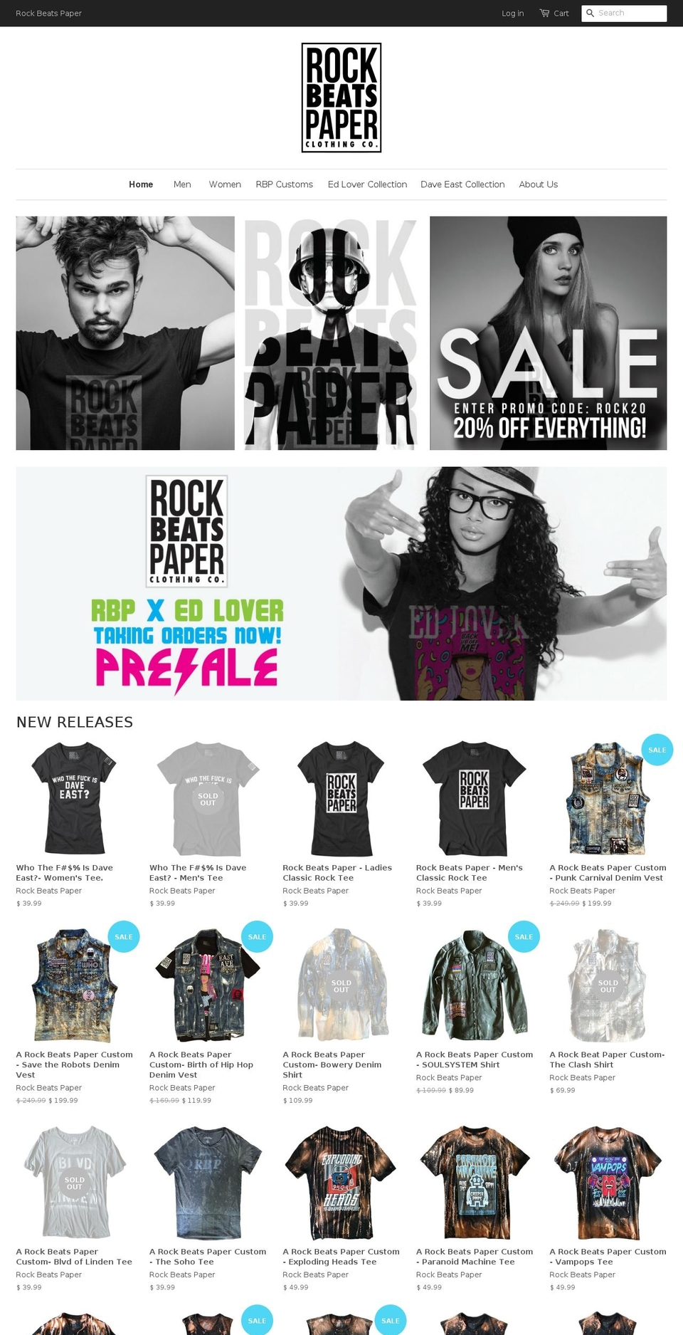 rockbeatspaperbrand.com shopify website screenshot