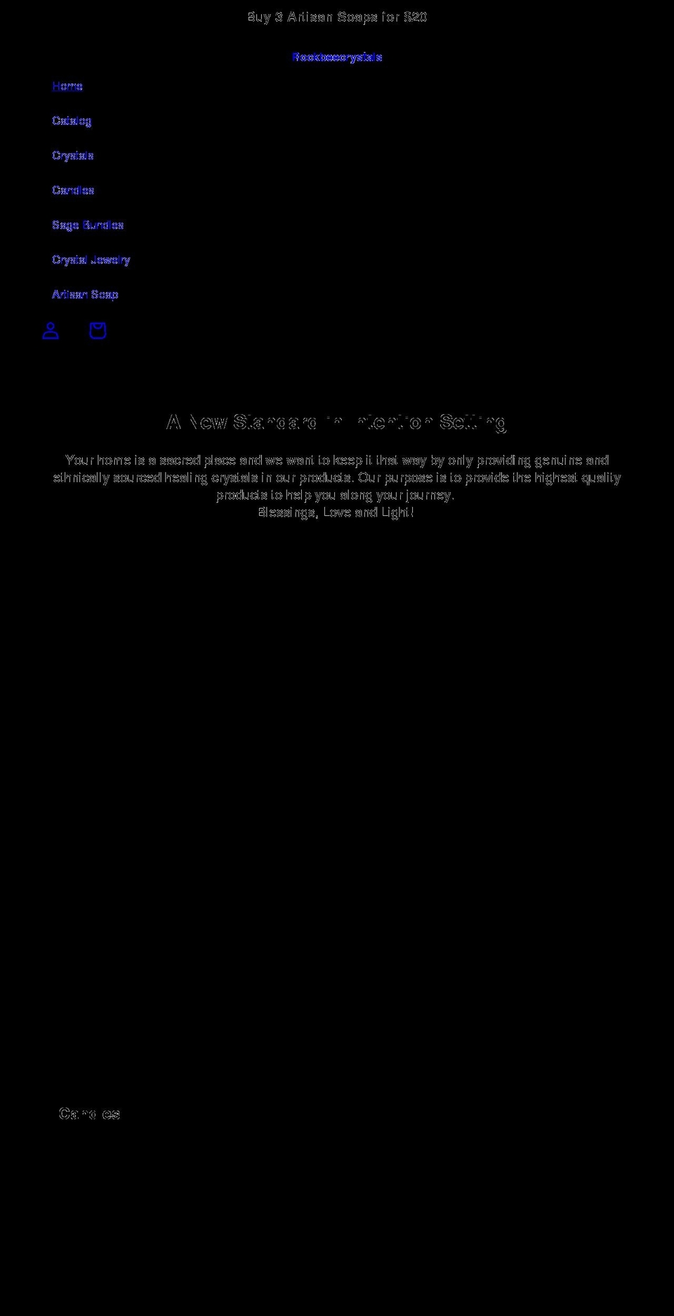 rockbeecrystals.com shopify website screenshot