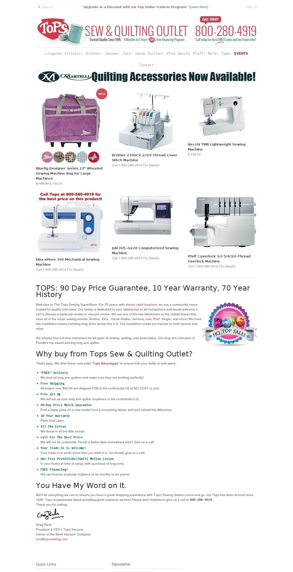 rockbottomsewing.com — Shopify storefront screenshot