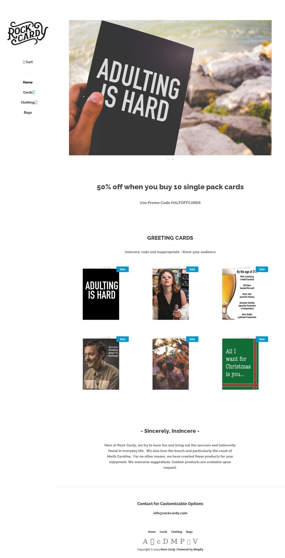 rockcardy.com shopify website screenshot