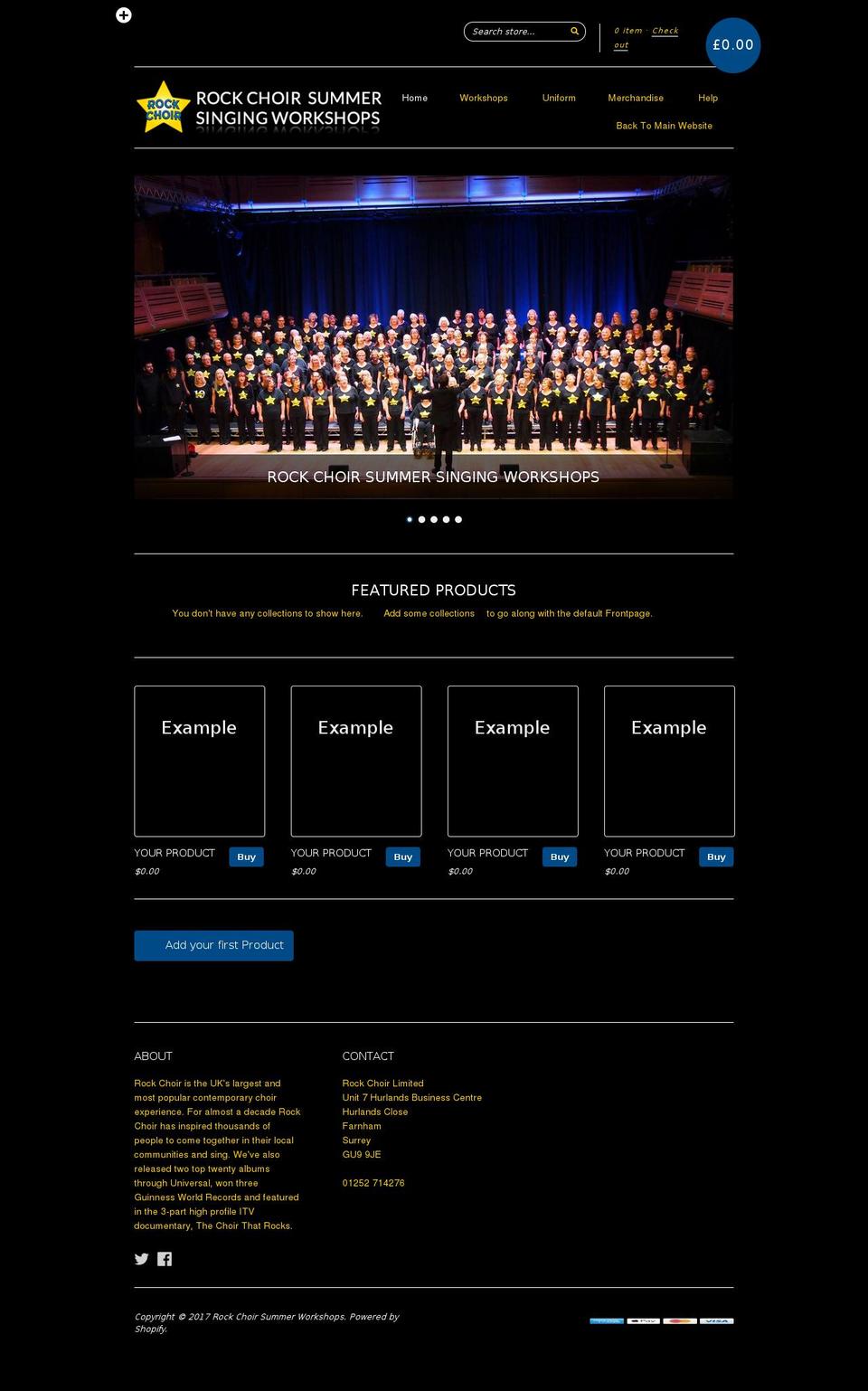rockchoirsummer.com shopify website screenshot