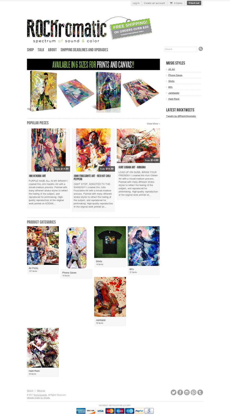 rockchromatic.com shopify website screenshot