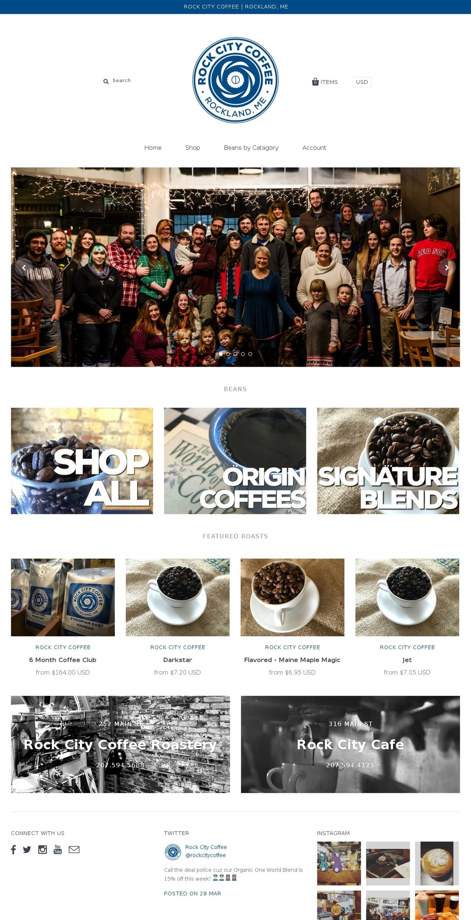 rockcitycoffee.com shopify website screenshot