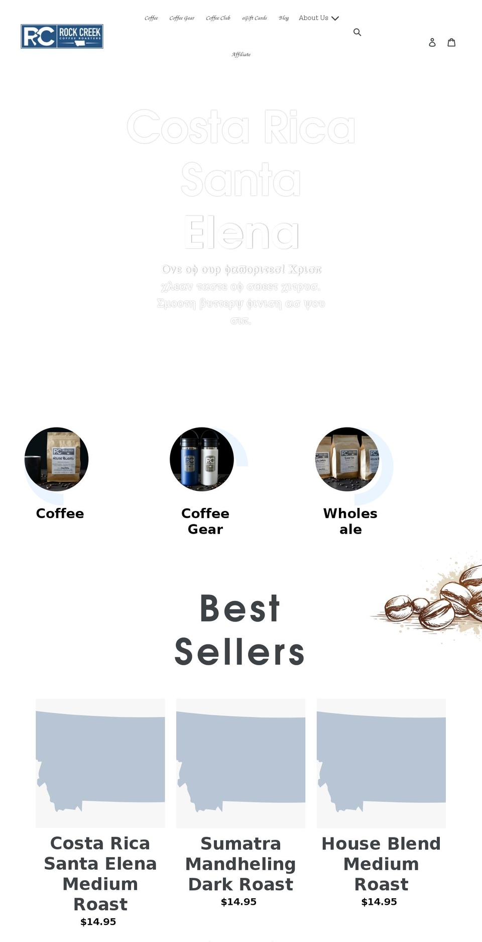 rockcreekcoffee.com shopify website screenshot