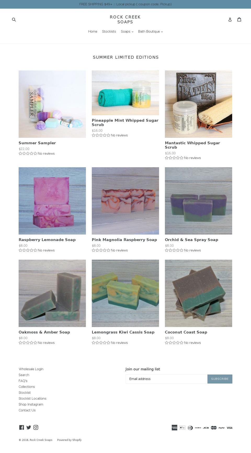 rockcreeksoap.com — Shopify storefront screenshot